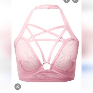 Killstar Possess Me Strappy Pink Fishnet Mesh Bralette Size Small